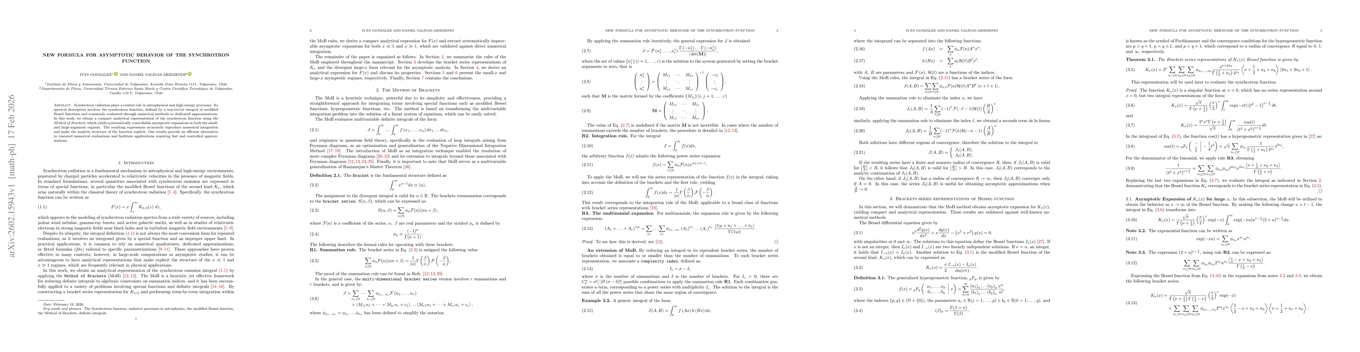 Thumbnail for New formula for Asymptotic behavior of the Synchrotron function
