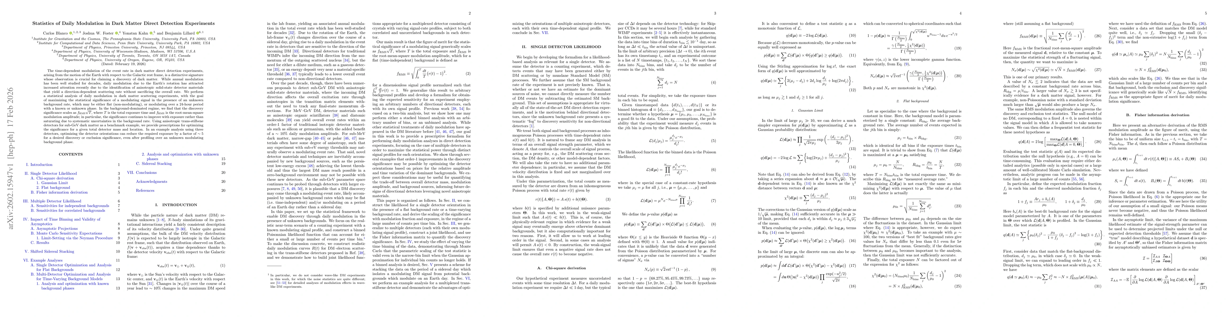 Thumbnail for Statistics of Daily Modulation in Dark Matter Direct Detection Experiments