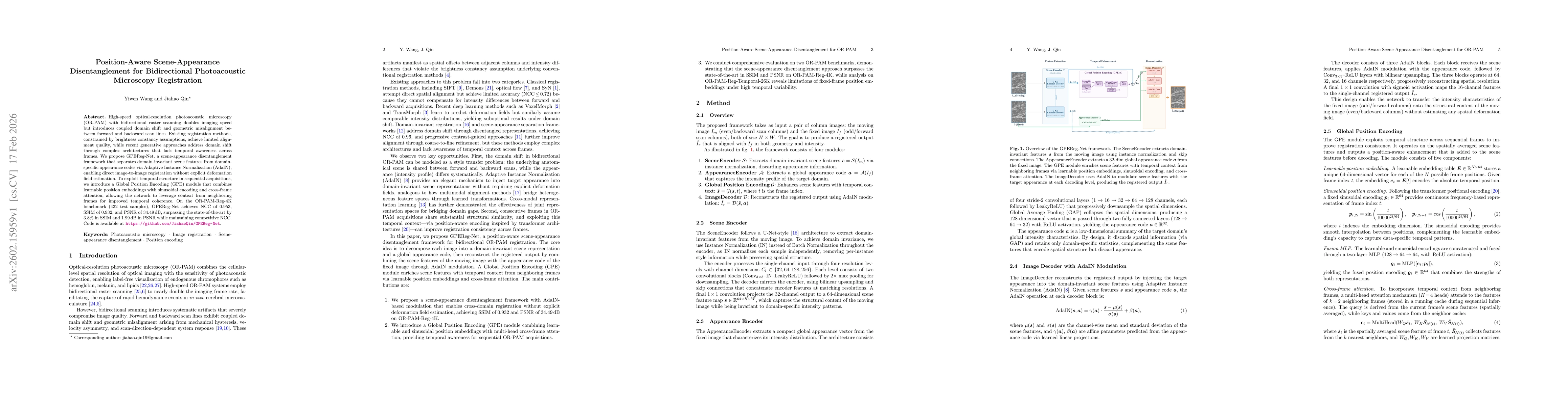 Thumbnail for Position-Aware Scene-Appearance Disentanglement for Bidirectional Photoacoustic Microscopy Registration