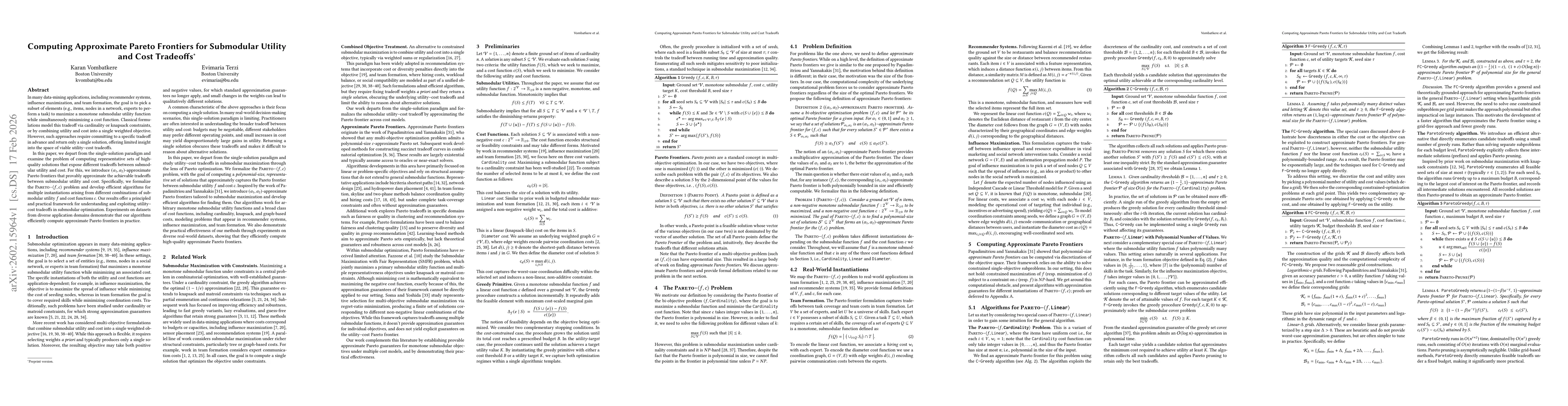 Thumbnail for Computing Approximate Pareto Frontiers for Submodular Utility and Cost Tradeoffs