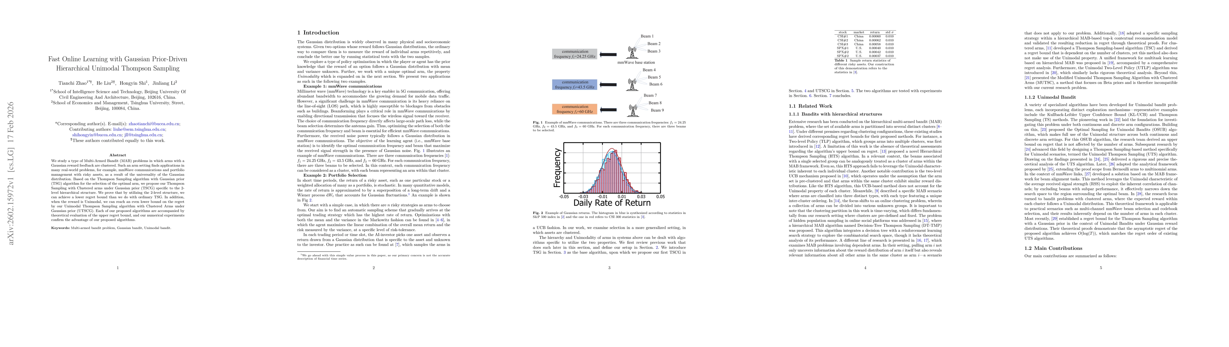 Thumbnail for Fast Online Learning with Gaussian Prior-Driven Hierarchical Unimodal Thompson Sampling