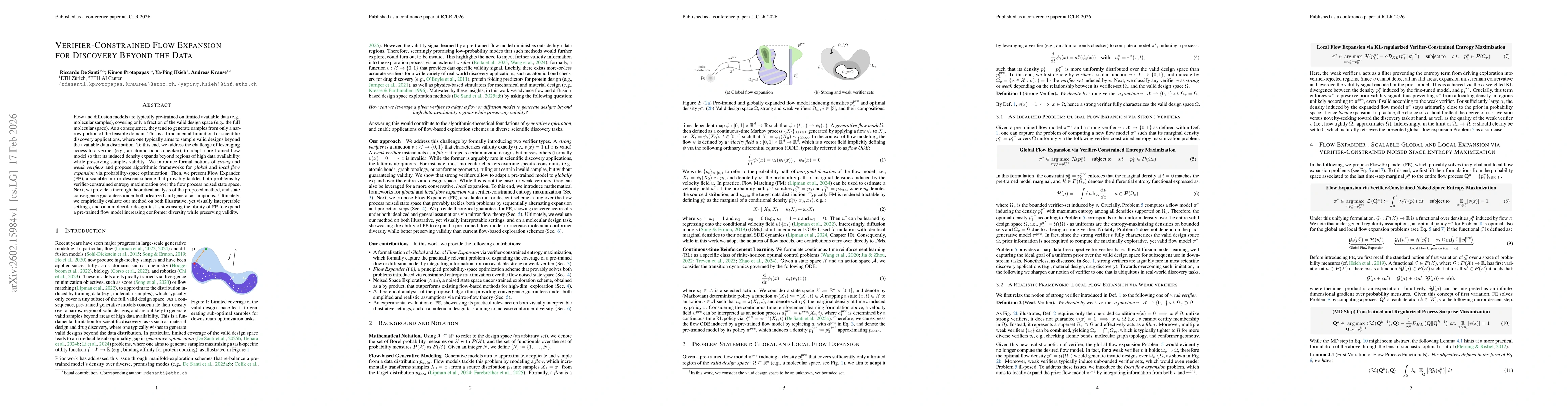 Thumbnail for Verifier-Constrained Flow Expansion for Discovery Beyond the Data
