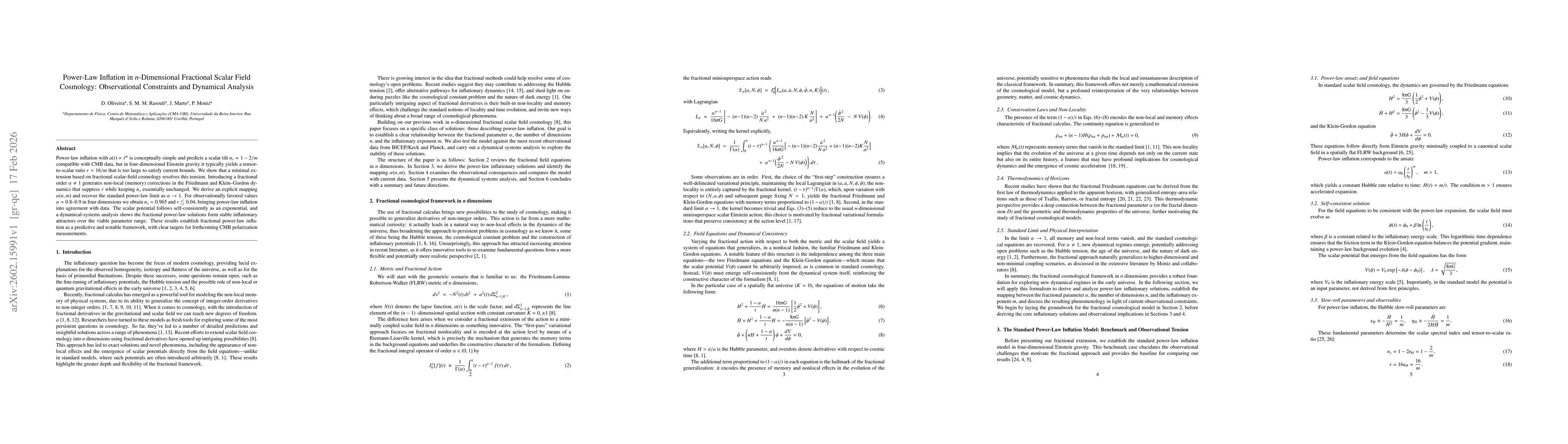 Thumbnail for Power-Law Inflation in n-Dimensional Fractional Scalar Field Cosmology: Observational Constraints and Dynamical Analysis