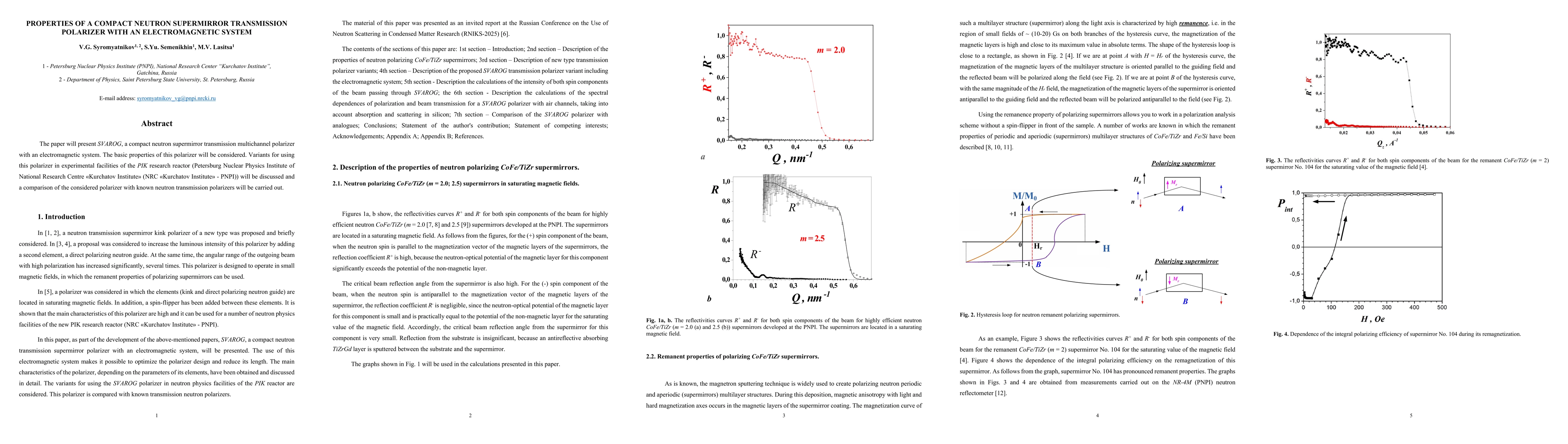 Thumbnail for Properties of a compact neutron supermirror transmission polarizer with an electromagnetic system