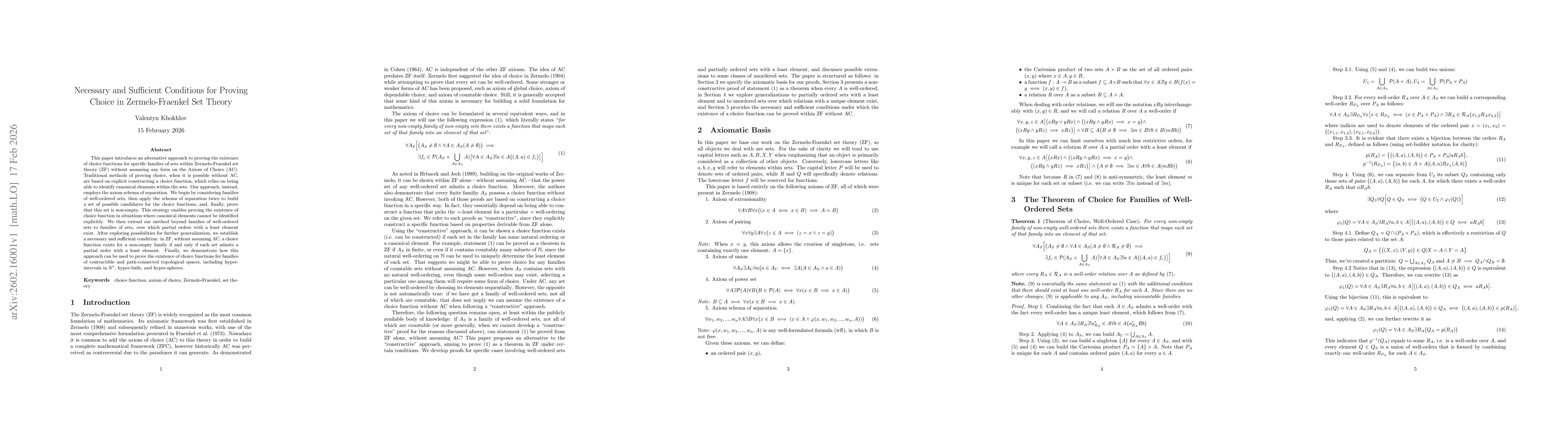 Thumbnail for Necessary and Sufficient Conditions for Proving Choice in Zermelo-Fraenkel Set Theory