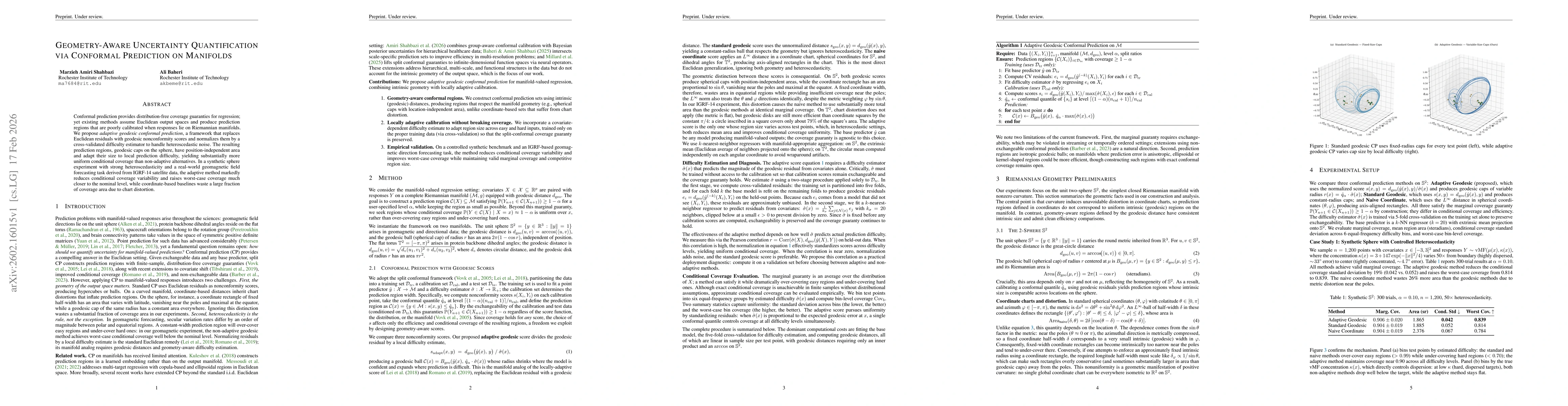 Thumbnail for Geometry-Aware Uncertainty Quantification via Conformal Prediction on Manifolds