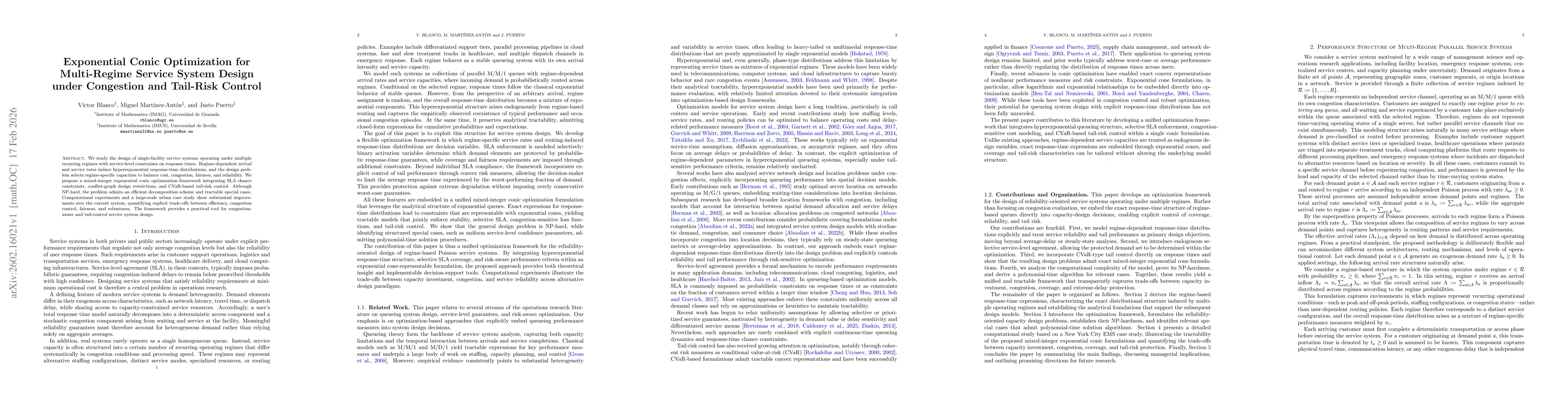 Thumbnail for Exponential Conic Optimization for Multi-Regime Service System Design under Congestion and Tail-Risk Control
