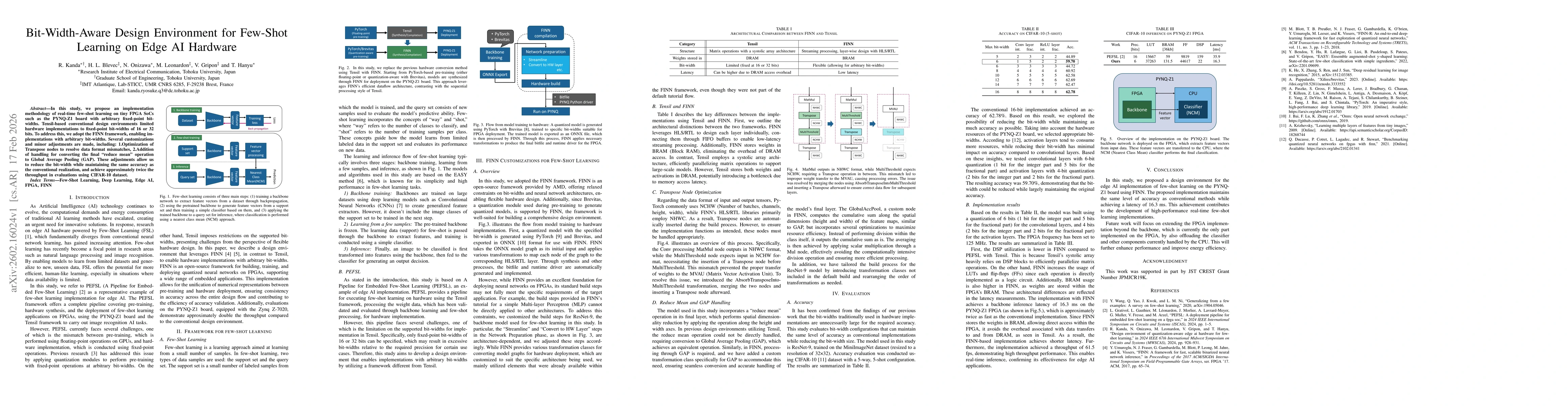 Thumbnail for Bit-Width-Aware Design Environment for Few-Shot Learning on Edge AI Hardware
