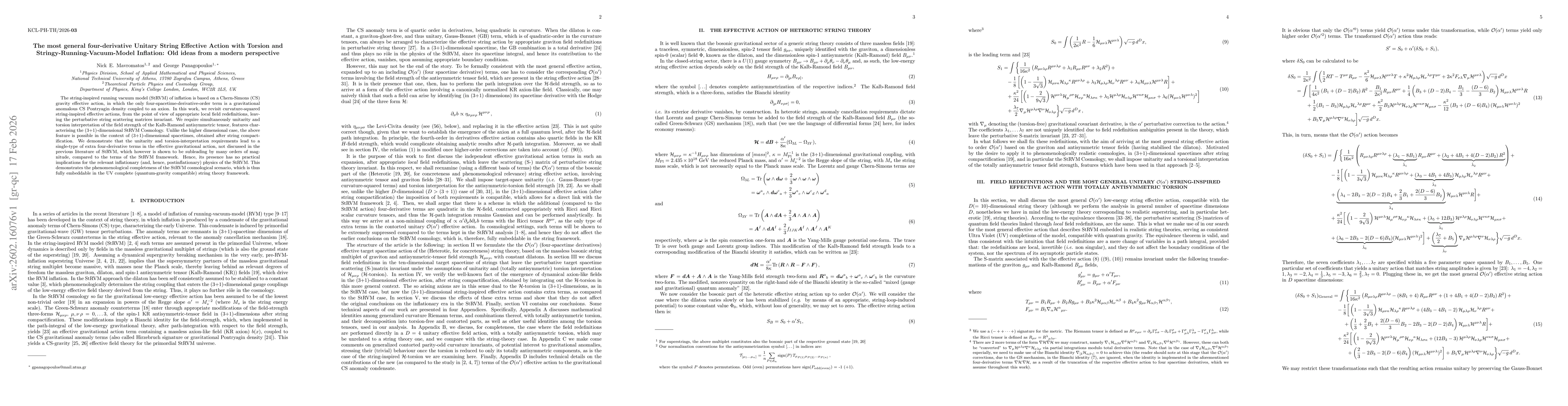 Thumbnail for The most general four-derivative Unitary String Effective Action with Torsion and Stringy-Running-Vacuum-Model Inflation: Old ideas from a modern perspective