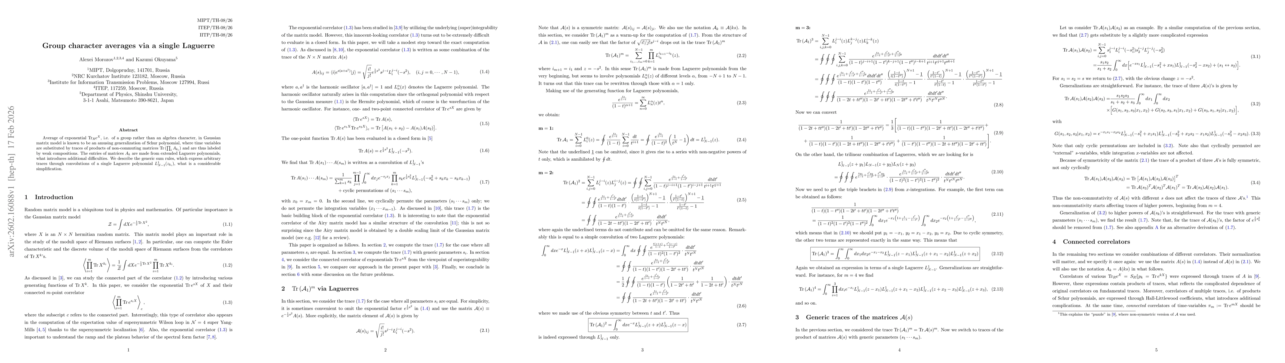 Thumbnail for Group character averages via a single Laguerre