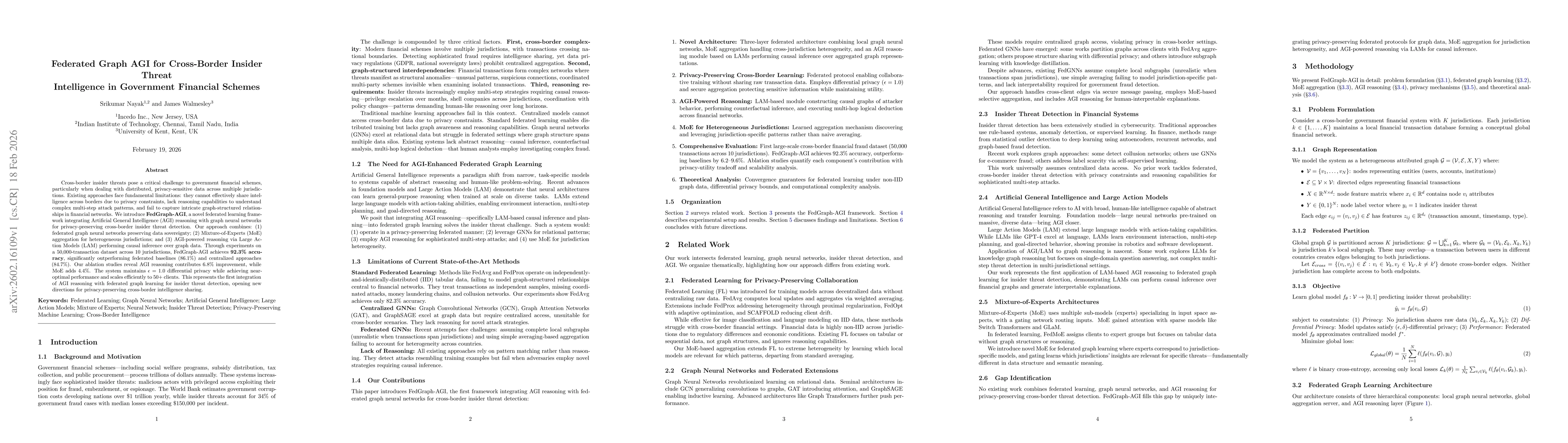 Thumbnail for Federated Graph AGI for Cross-Border Insider Threat Intelligence in Government Financial Schemes
