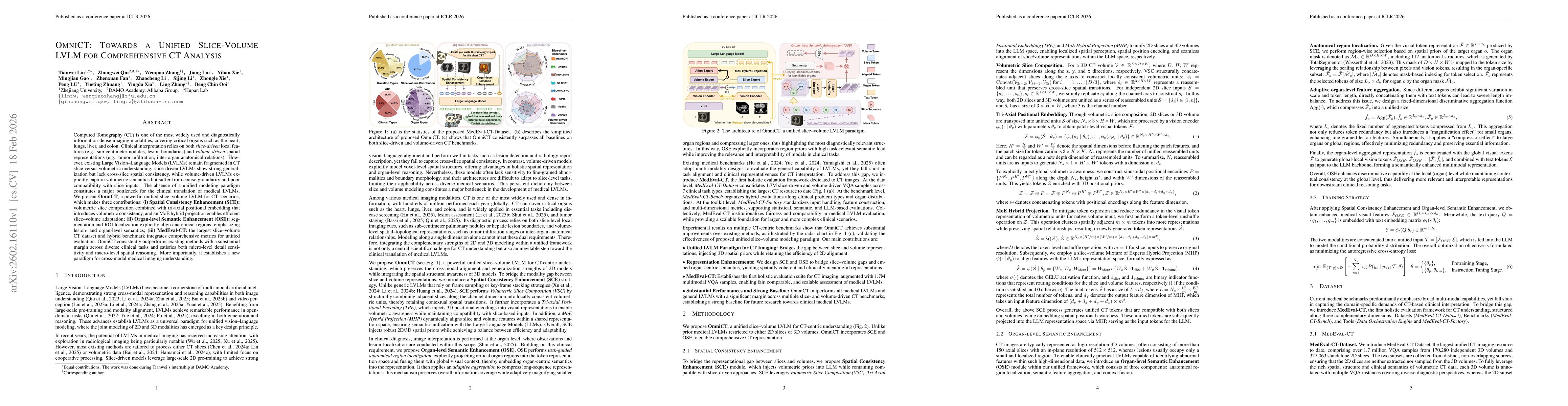 Thumbnail for OmniCT: Towards a Unified Slice-Volume LVLM for Comprehensive CT Analysis