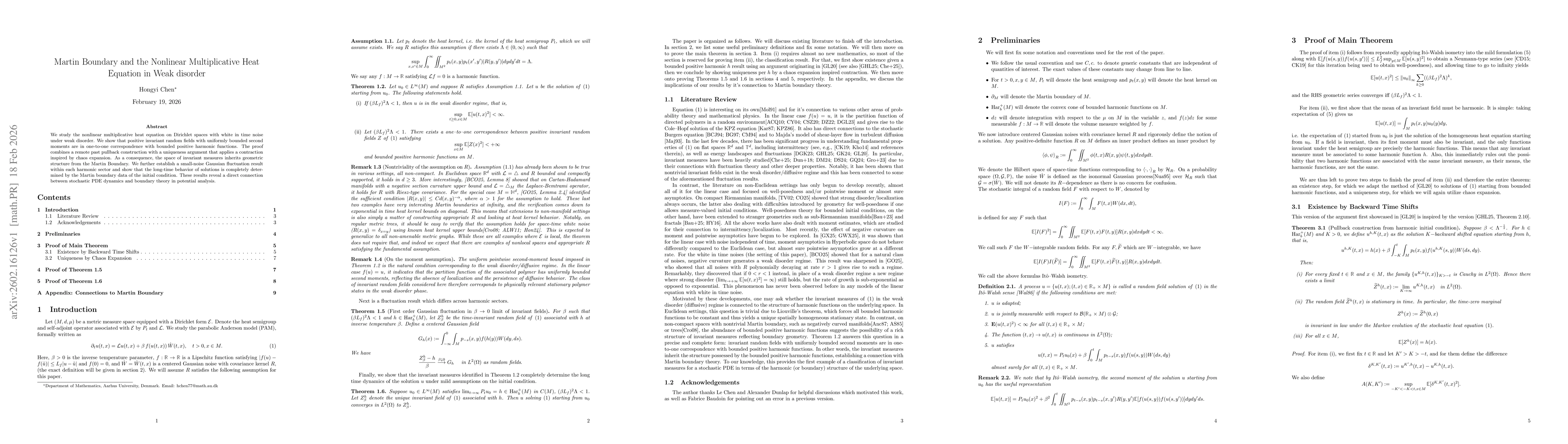 Thumbnail for Martin Boundary and the Nonlinear Multiplicative Heat Equation in Weak disorder