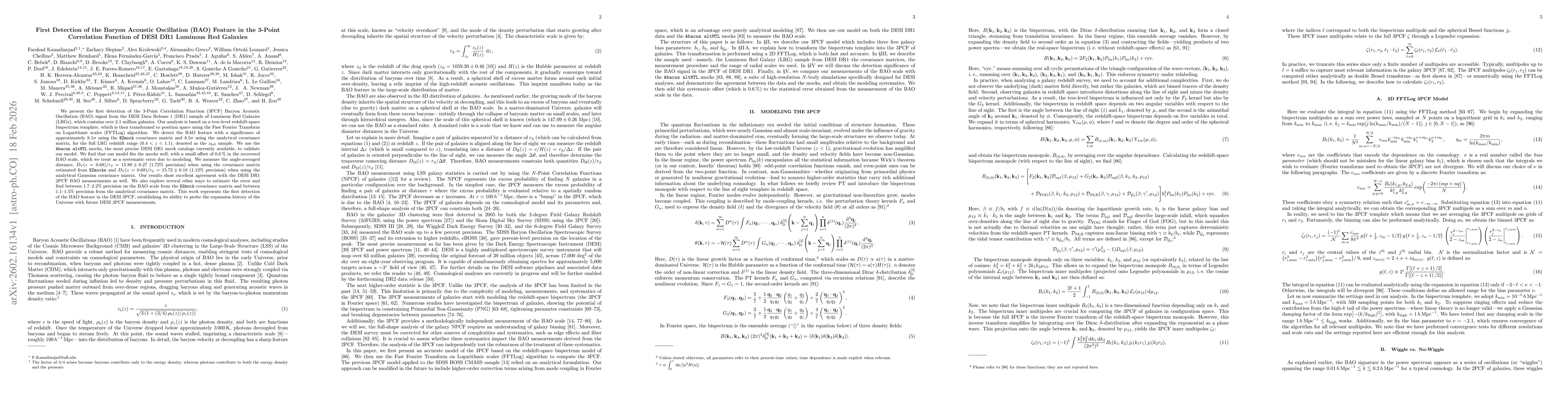 Thumbnail for First Detection of the Baryon Acoustic Oscillation (BAO) Feature in the 3-Point Correlation Function of DESI DR1 Luminous Red Galaxies
