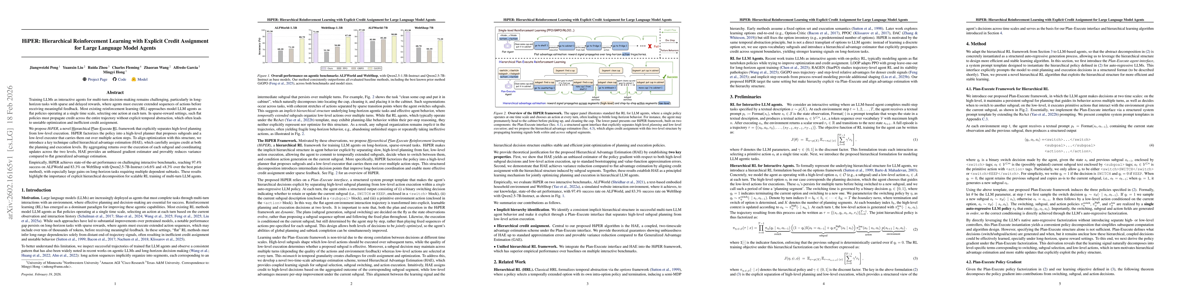 Thumbnail for HiPER: Hierarchical Reinforcement Learning with Explicit Credit Assignment for Large Language Model Agents