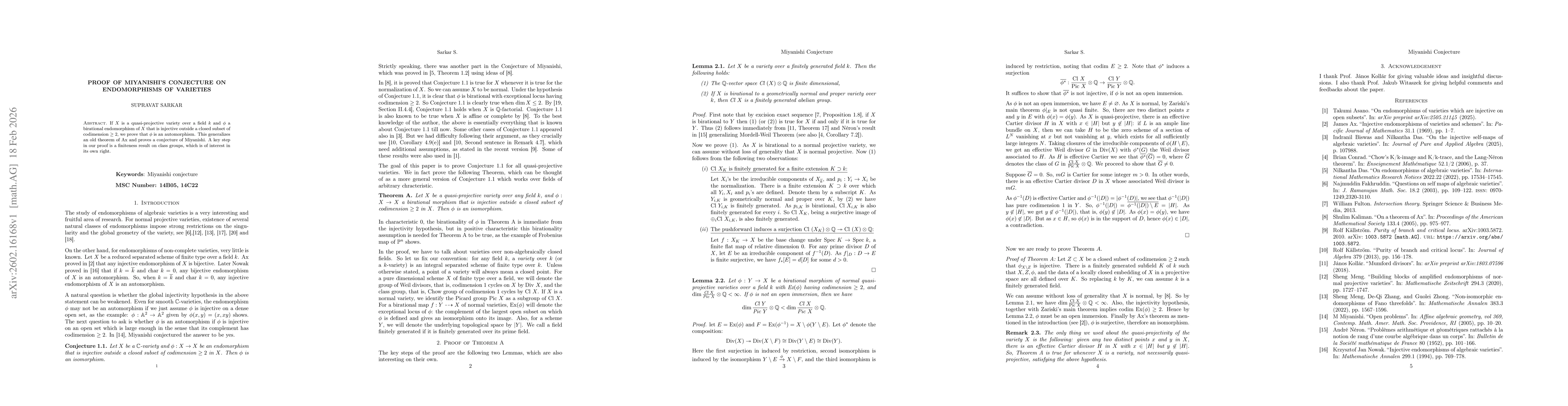 Thumbnail for Proof of Miyanishi's conjecture on endomorphisms of varieties