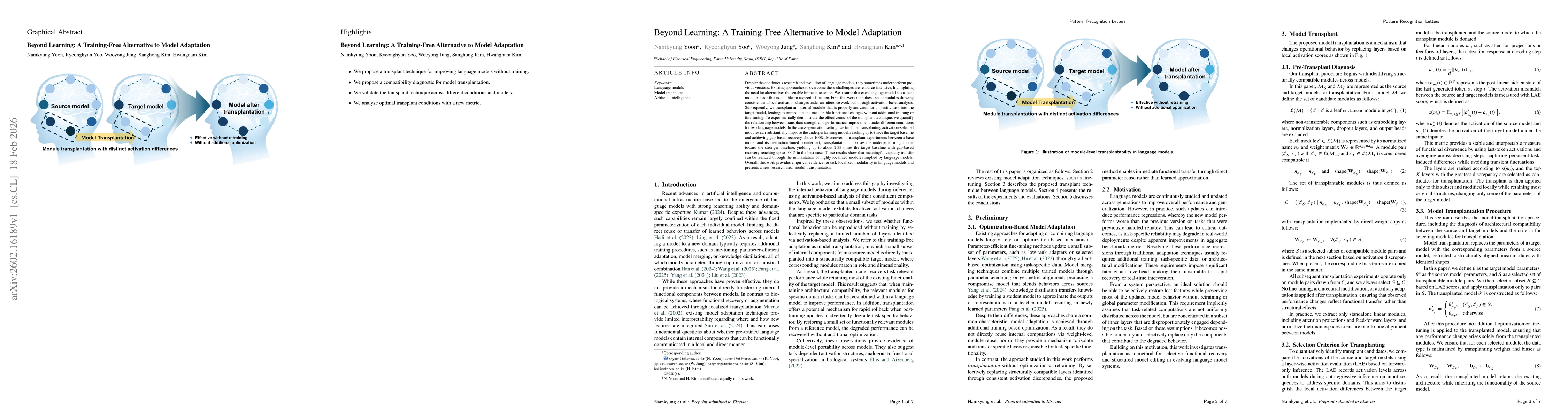 Thumbnail for Beyond Learning: A Training-Free Alternative to Model Adaptation