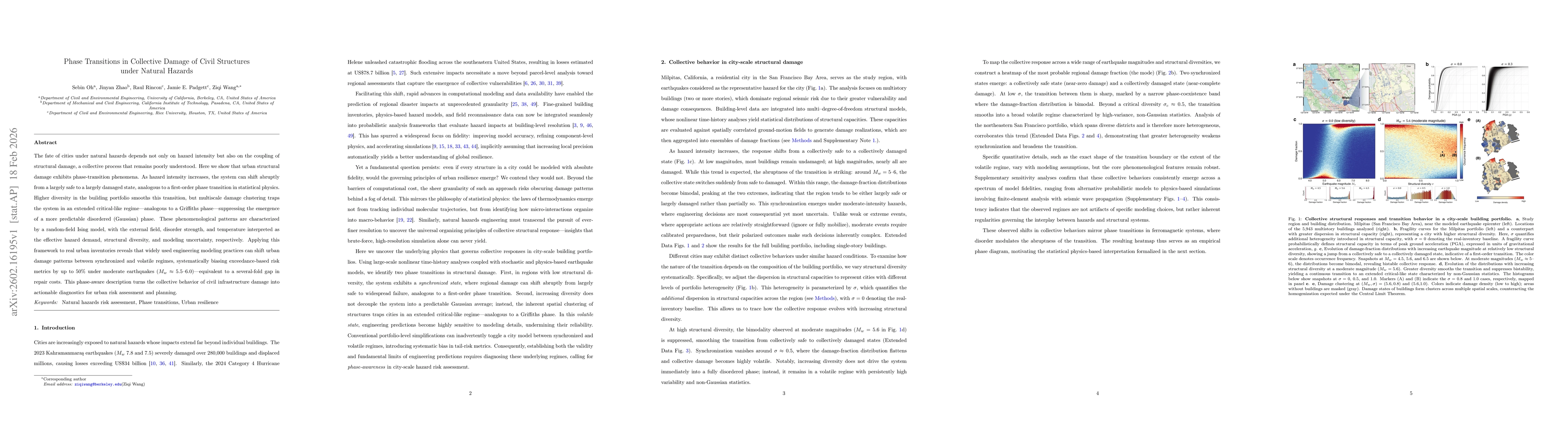 Thumbnail for Phase Transitions in Collective Damage of Civil Structures under Natural Hazards