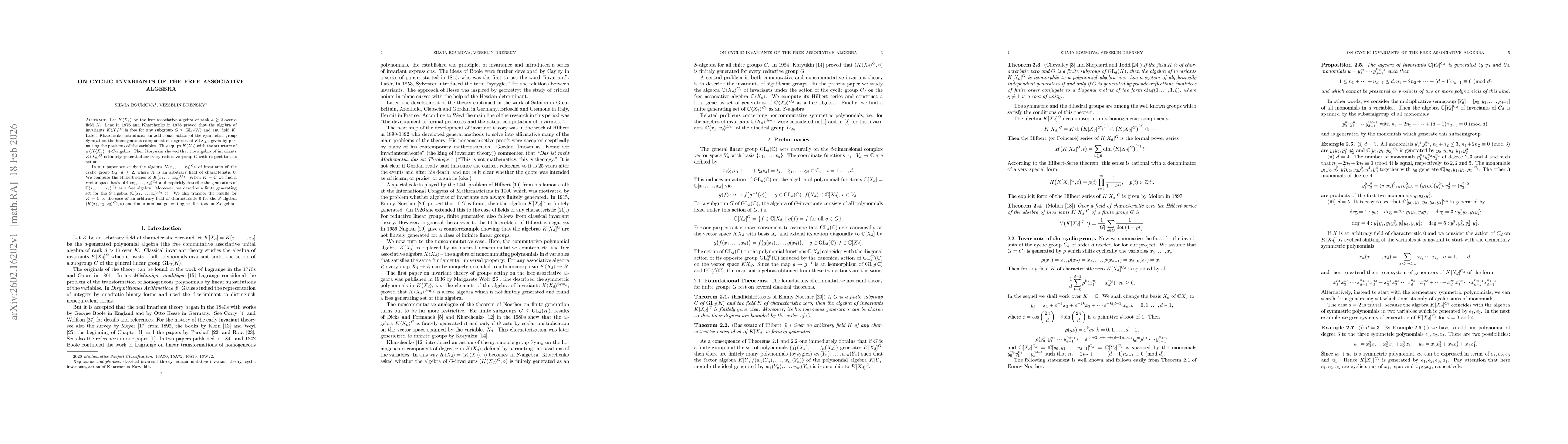 Thumbnail for On cyclic invariants of the free associative algebra