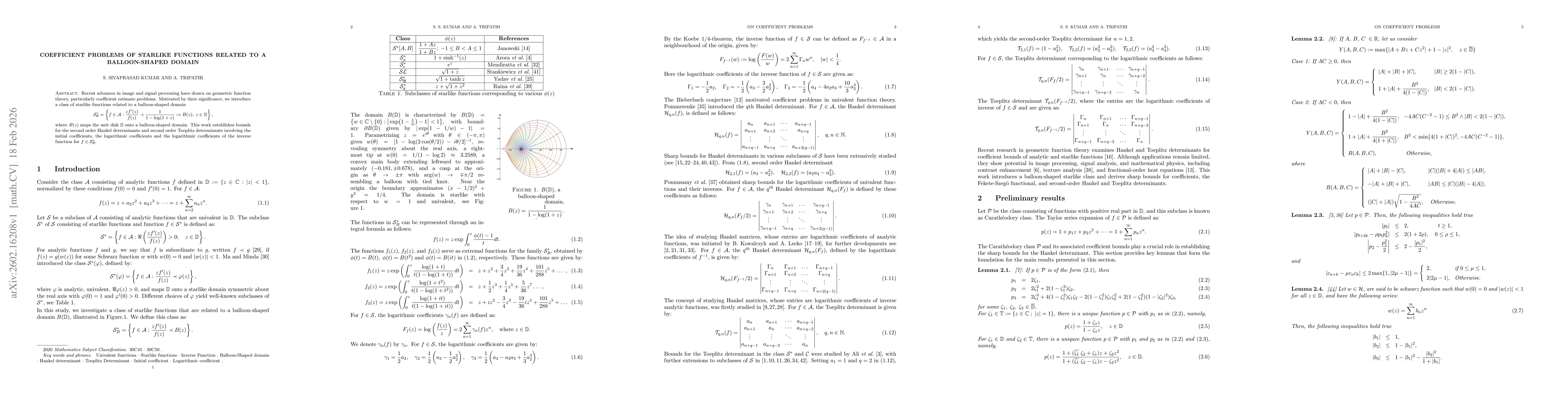 Thumbnail for Coefficient problems of Starlike Functions Related to a Balloon-Shaped Domain