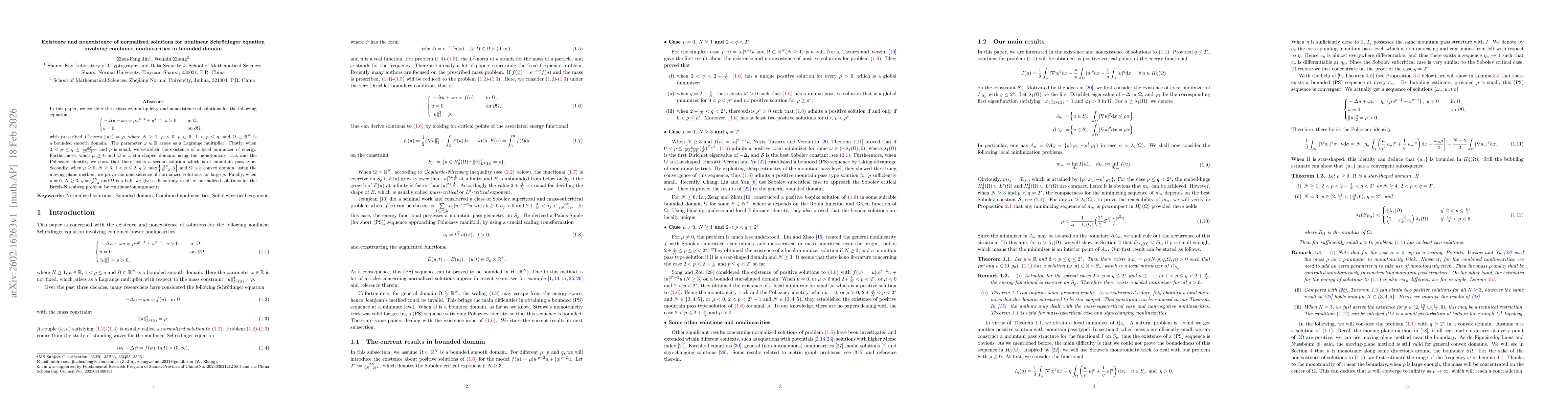 Thumbnail for Existence and nonexistence of normalized solutions for nonlinear Schrödinger equation involving combined nonlinearities in bounded domain