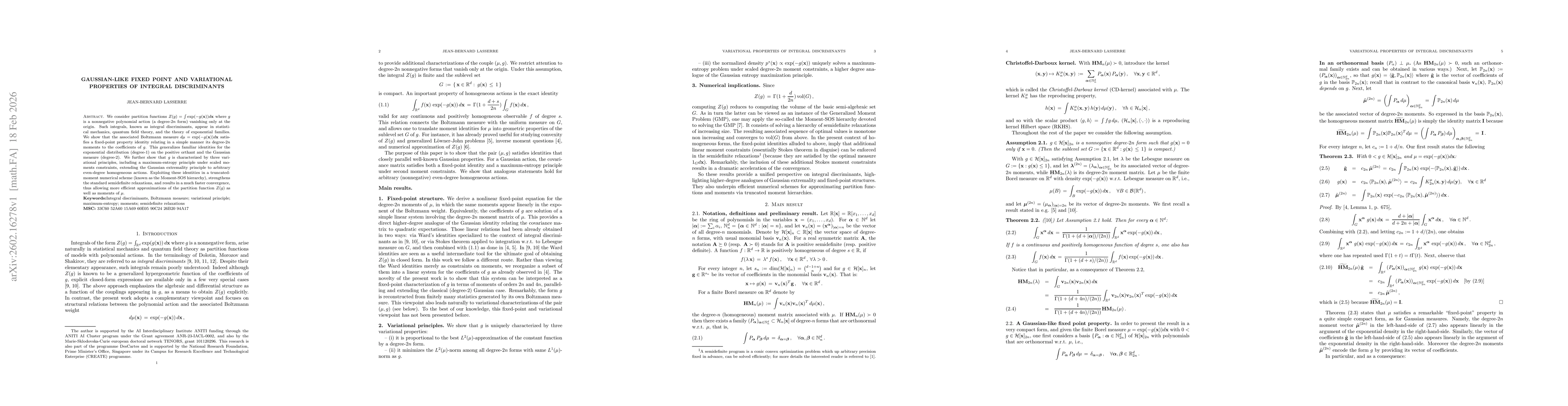 Thumbnail for Gaussian-like fixed point and variational properties of integral discriminants