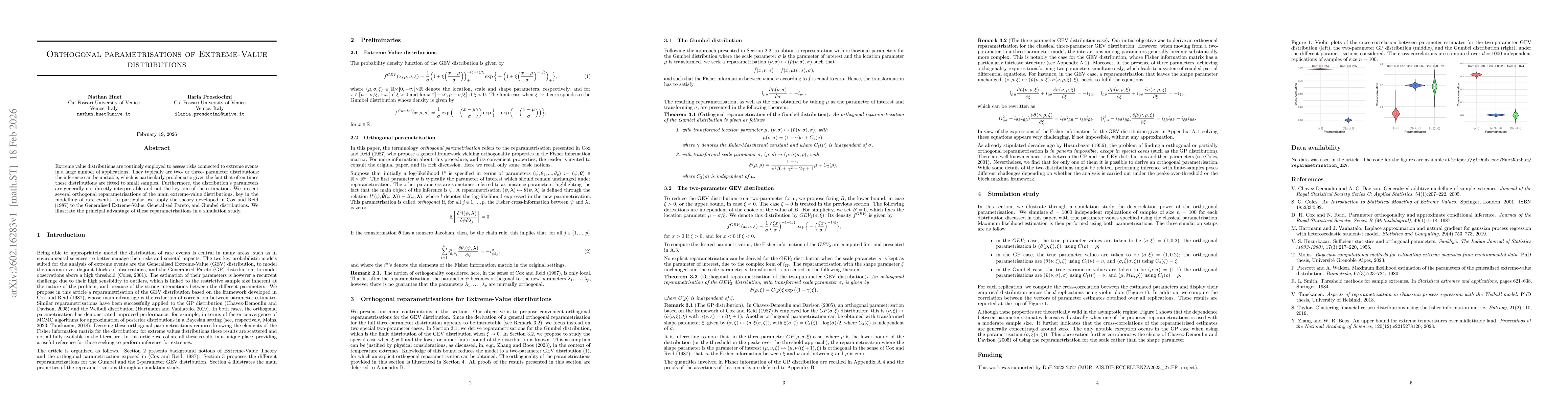 Thumbnail for Orthogonal parametrisations of Extreme-Value distributions