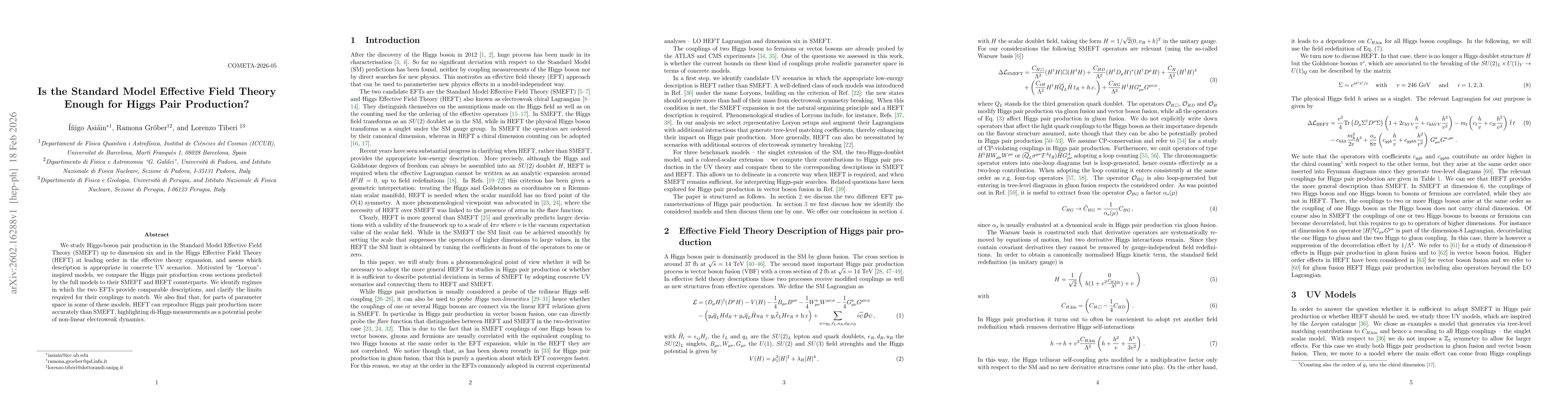 Thumbnail for Is the Standard Model Effective Field Theory Enough for Higgs Pair Production?