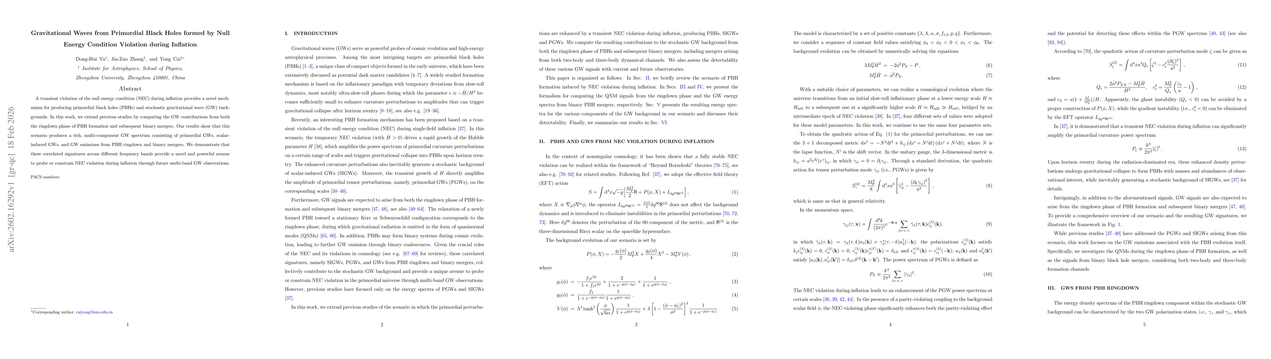 Thumbnail for Gravitational Waves from Primordial Black Holes formed by Null Energy Condition Violation during Inflation