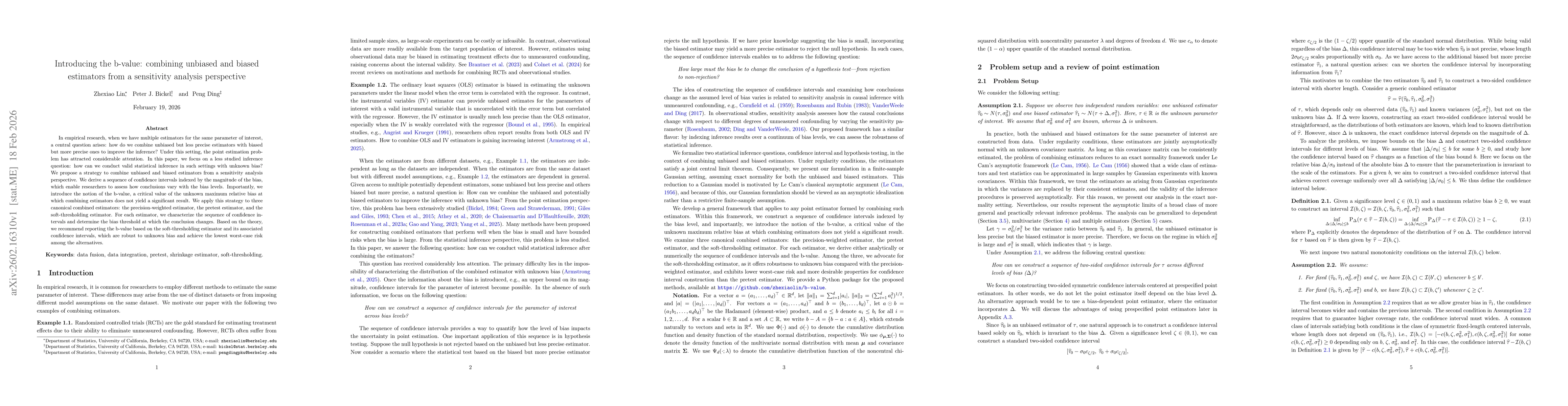Thumbnail for Introducing the b-value: combining unbiased and biased estimators from a sensitivity analysis perspective
