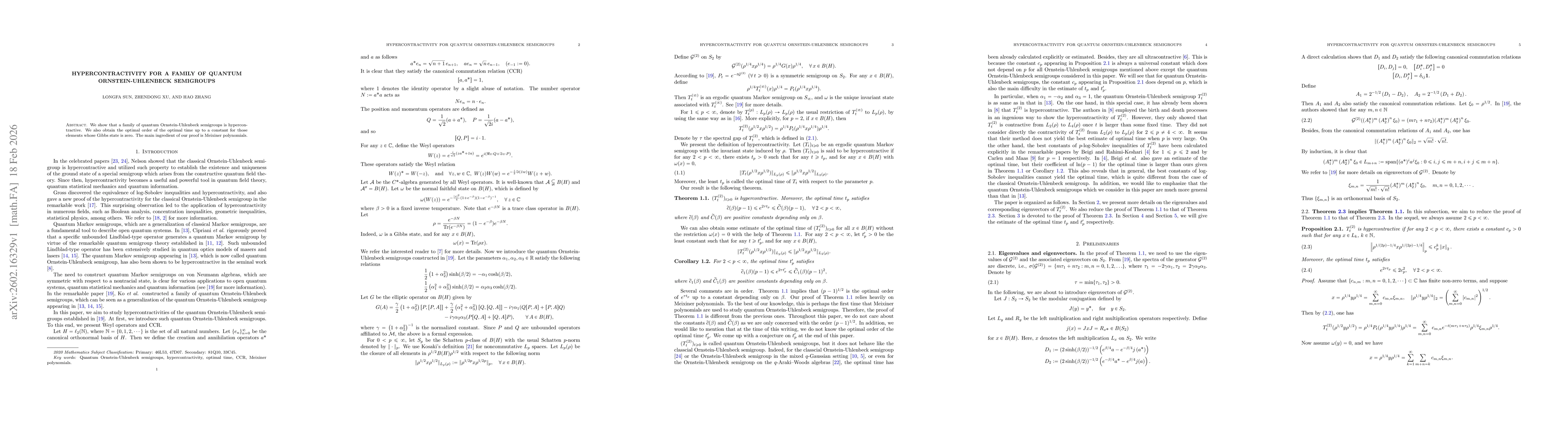 Thumbnail for Hypercontractivity for a family of quantum Ornstein-Uhlenbeck semigroups