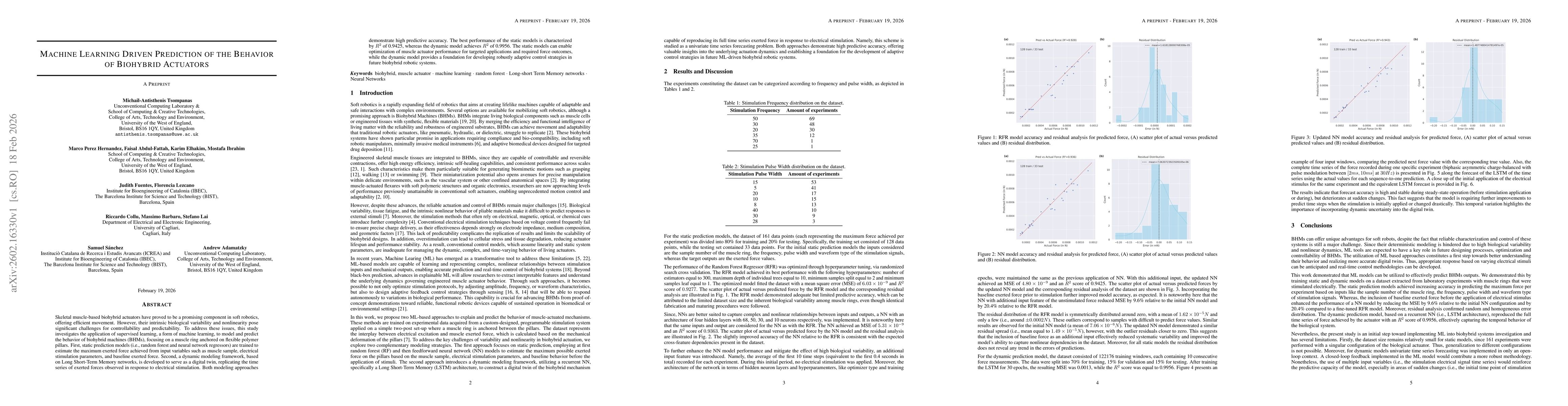 Thumbnail for Machine Learning Driven Prediction of the Behavior of Biohybrid Actuators