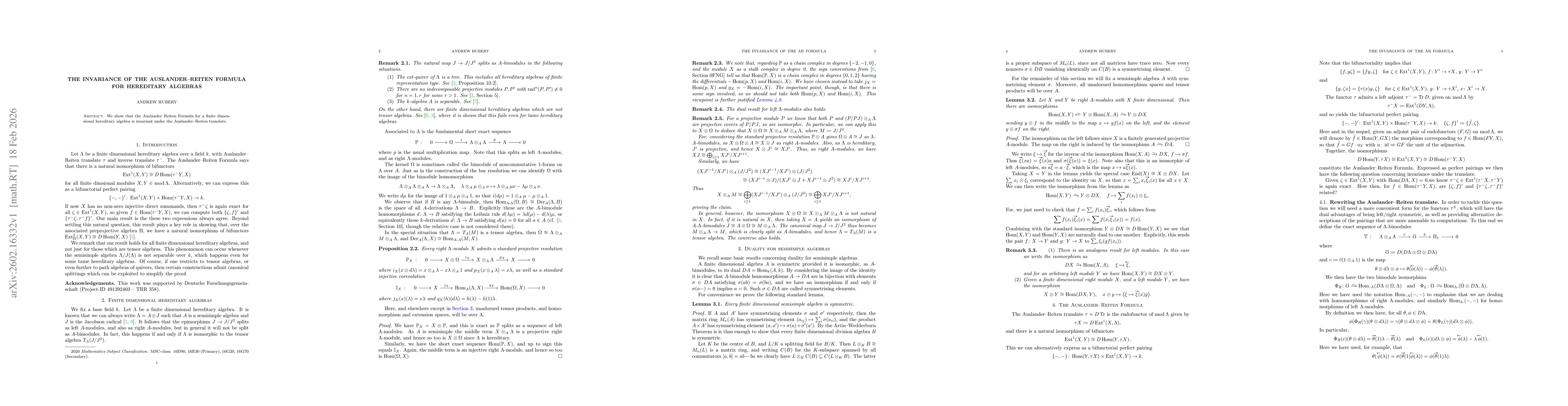 Thumbnail for The invariance of the Auslander-Reiten Formula for hereditary algebras