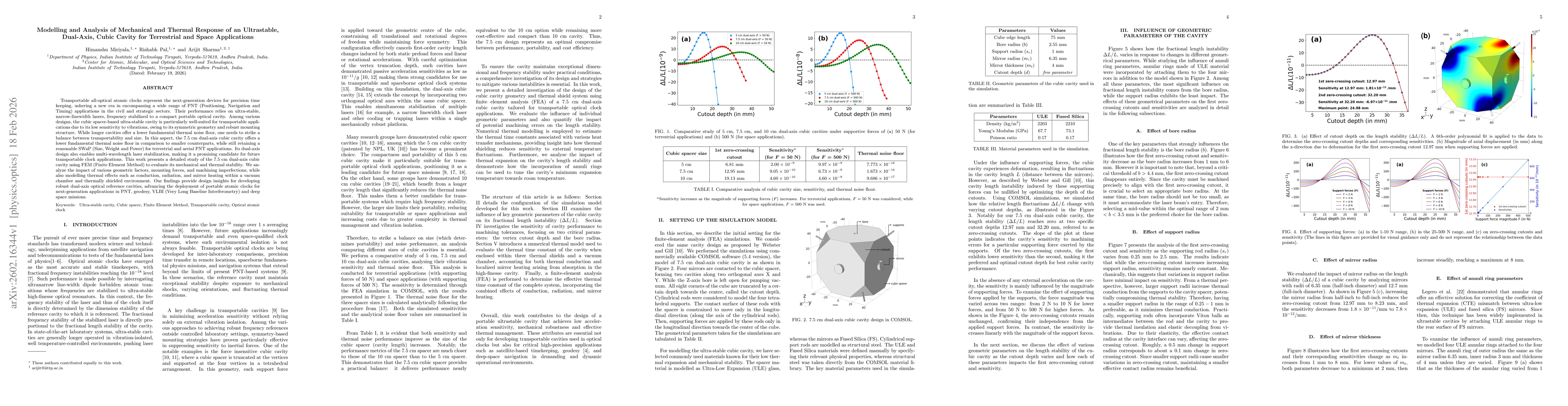 Thumbnail for Modelling and Analysis of Mechanical and Thermal Response of an Ultrastable, Dual-Axis, Cubic Cavity for Terrestrial and Space Applications