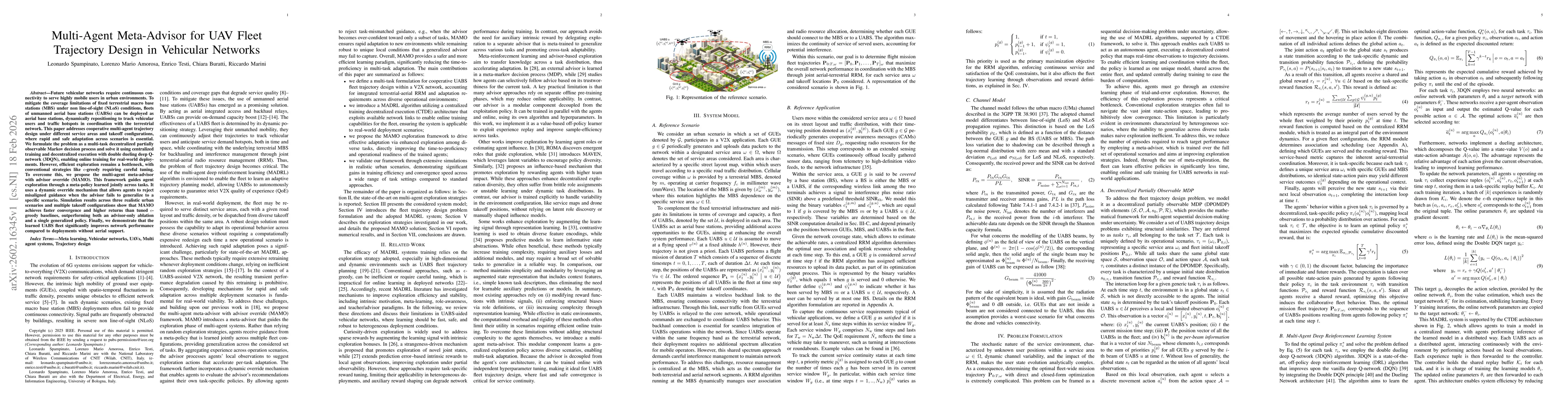 Thumbnail for Multi-Agent Meta-Advisor for UAV Fleet Trajectory Design in Vehicular Networks