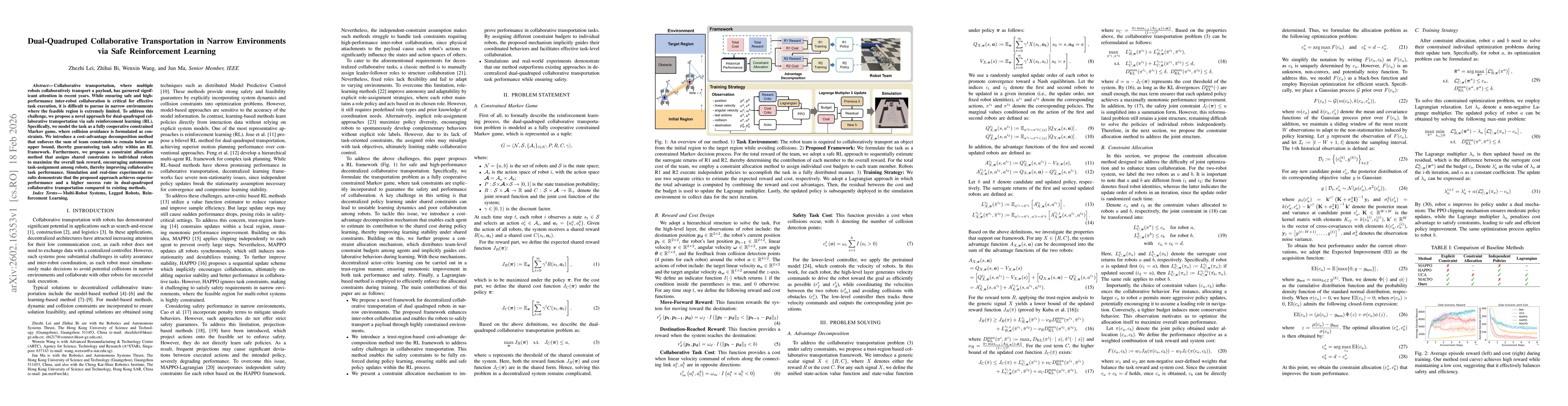 Thumbnail for Dual-Quadruped Collaborative Transportation in Narrow Environments via Safe Reinforcement Learning