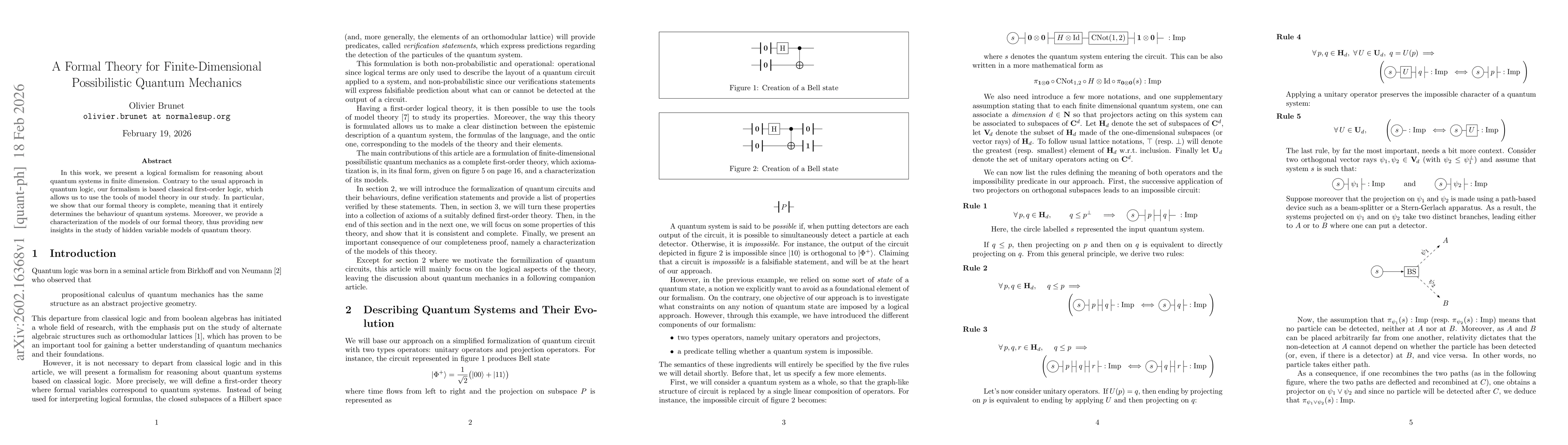 Thumbnail for A Formal Theory for Finite-Dimensional Possibilistic Quantum Mechanics
