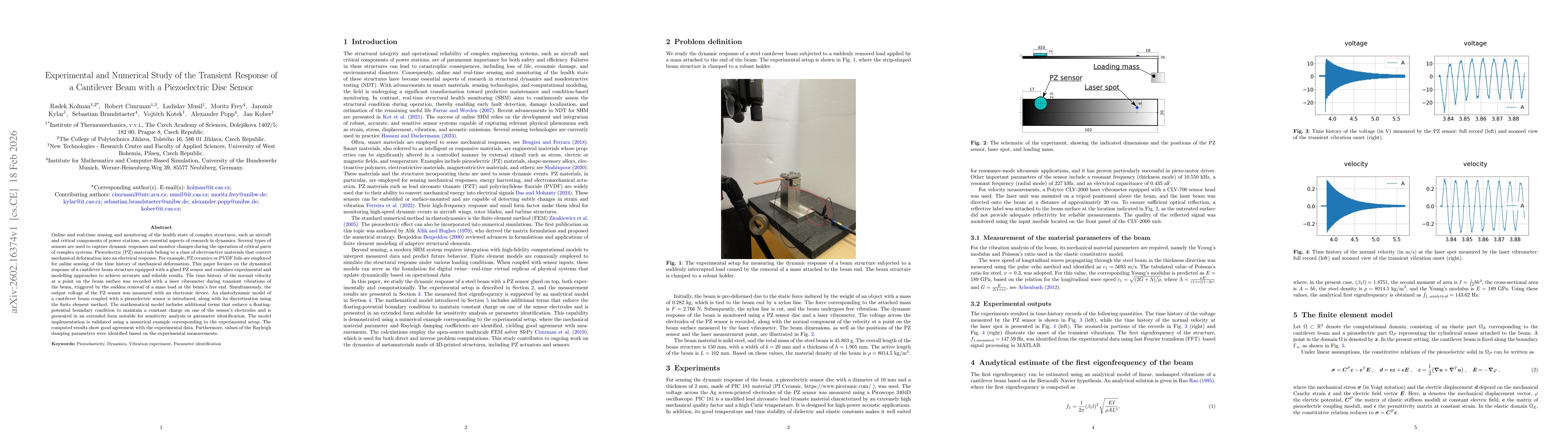 Thumbnail for Experimental and Numerical Study of the Transient Response of a Cantilever Beam with a Piezoelectric Disc Sensor