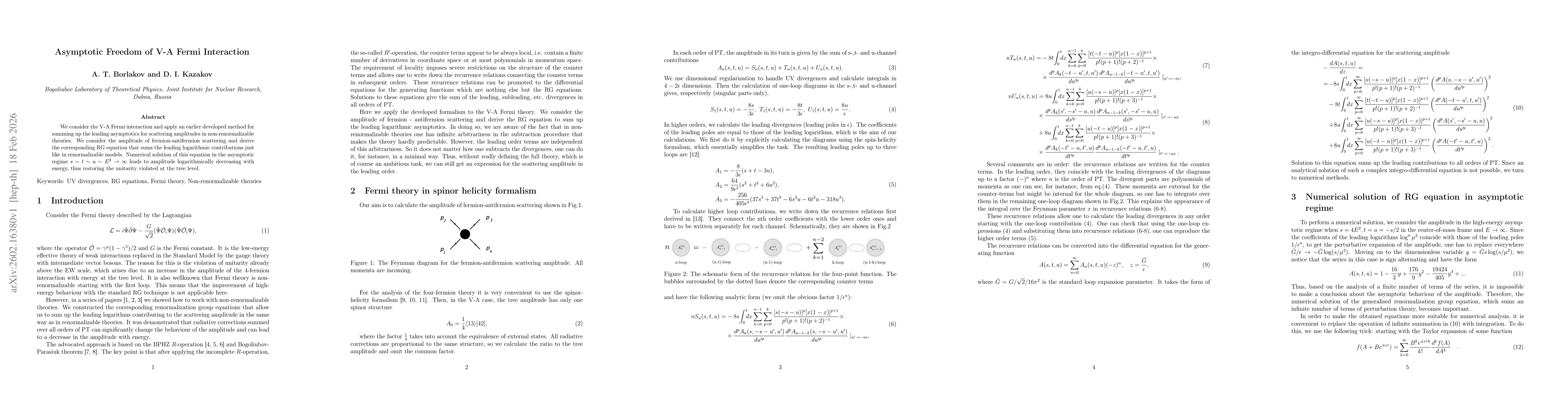 Thumbnail for Asymptotic Freedom of V-A Fermi Interaction