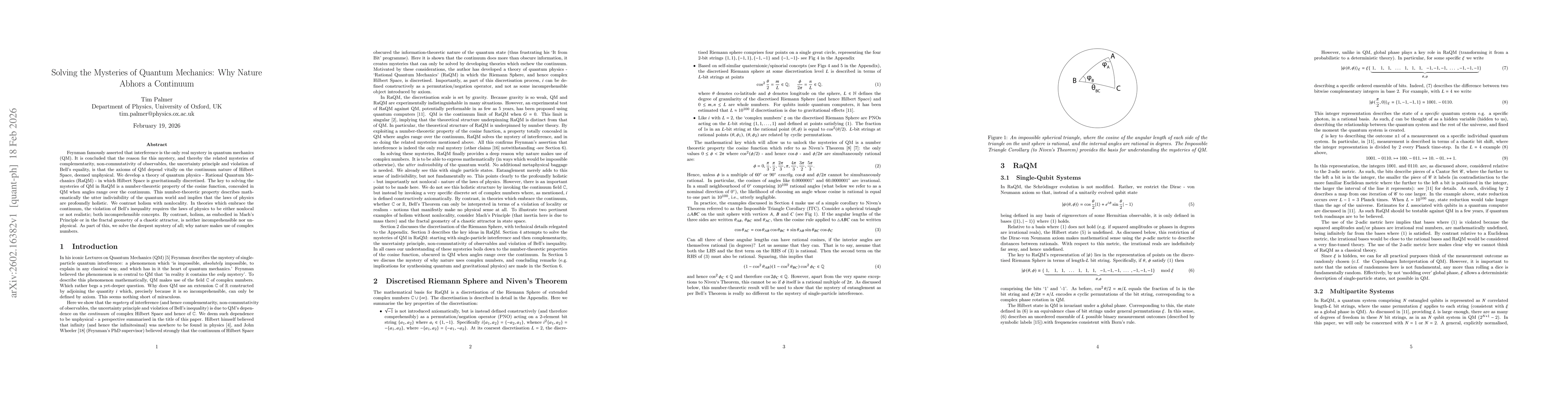 Thumbnail for Solving the Mysteries of Quantum Mechanics: Why Nature Abhors a Continuum