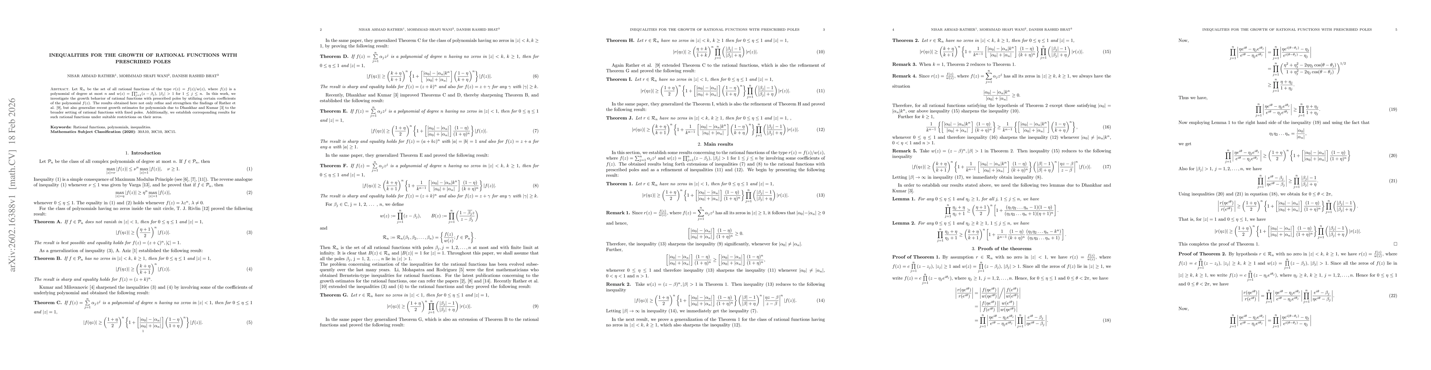 Thumbnail for Inequalities For The Growth Of Rational Functions With Prescribed Poles