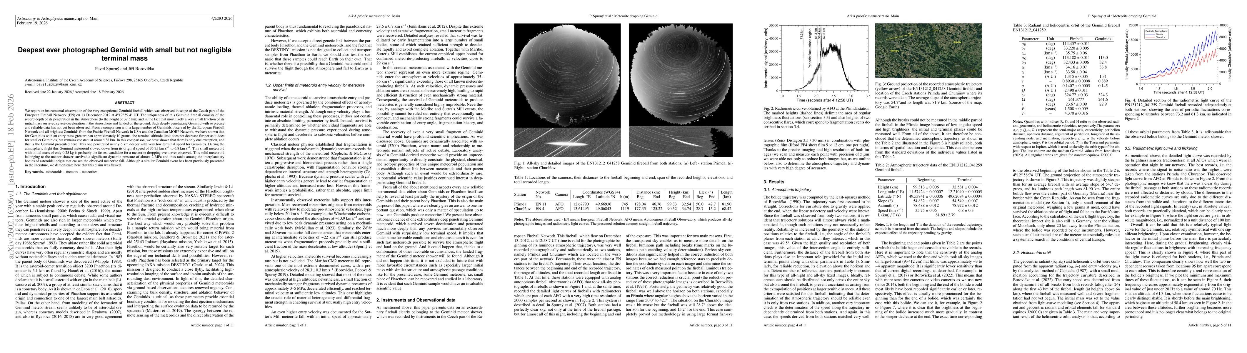 Thumbnail for Deepest ever photographed Geminid with small but not negligible terminal mass