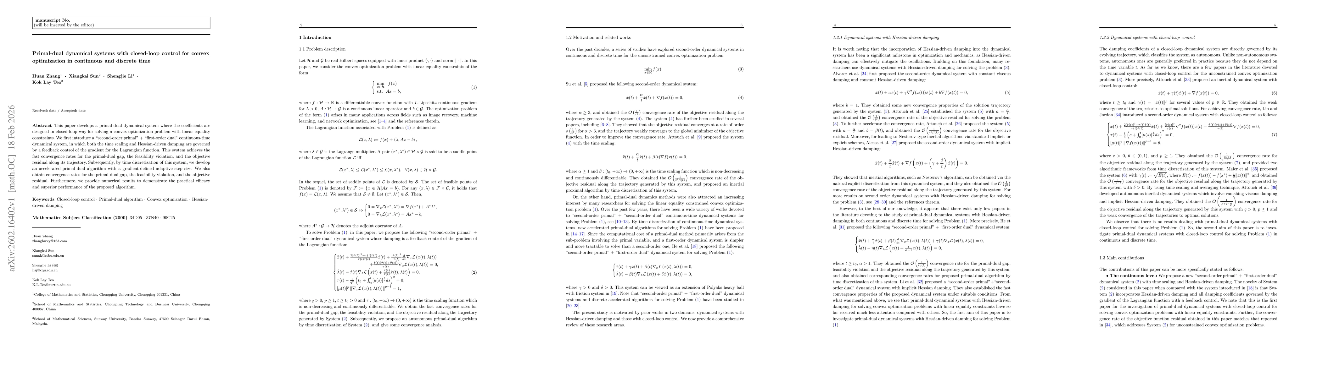 Thumbnail for Primal-dual dynamical systems with closed-loop control for convex optimization in continuous and discrete time