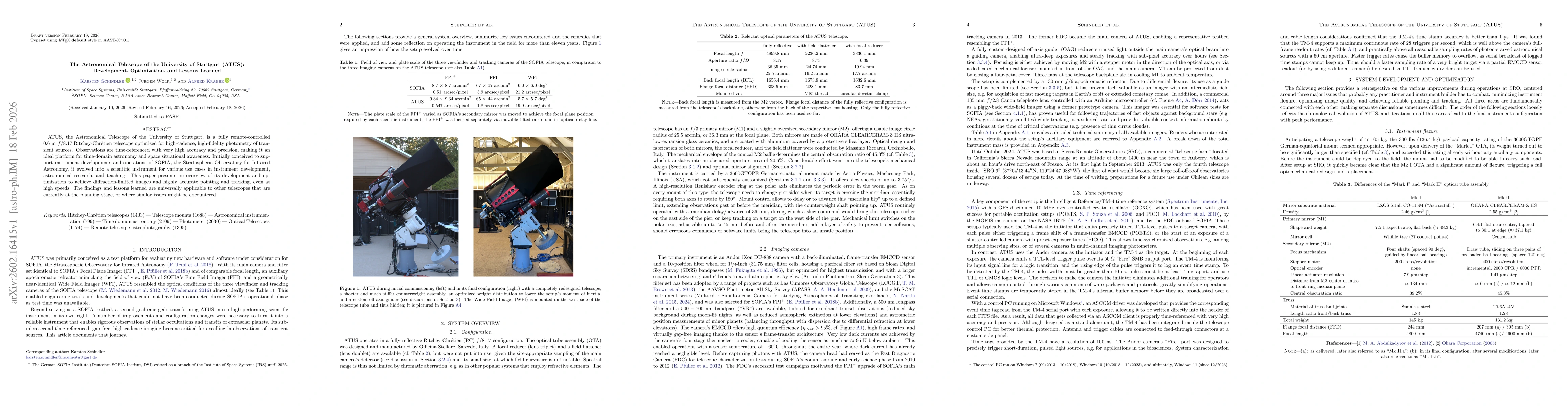 Thumbnail for The Astronomical Telescope of the University of Stuttgart (ATUS): Development, Optimization, and Lessons Learned