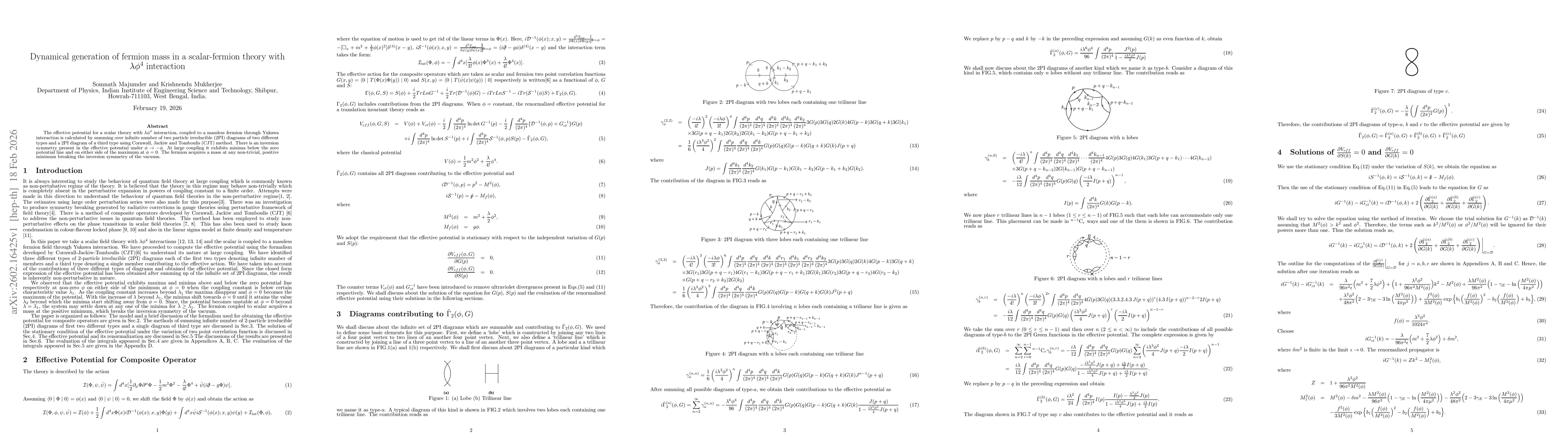 Thumbnail for Dynamical generation of fermion mass in a scalar-fermion theory with $λφ^4$ interaction
