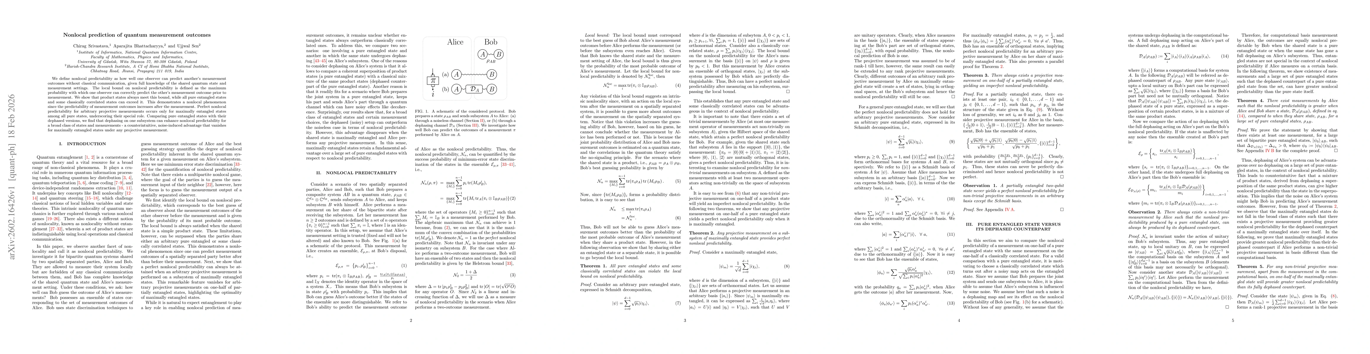 Thumbnail for Nonlocal prediction of quantum measurement outcomes
