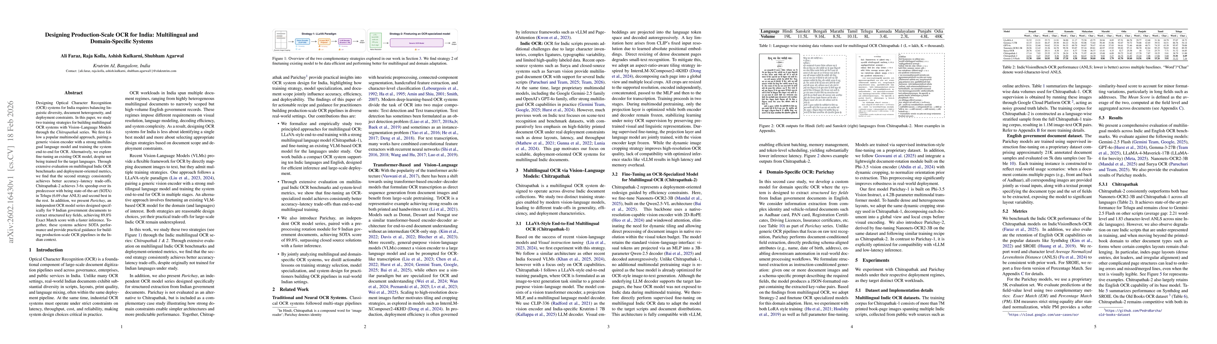 Thumbnail for Designing Production-Scale OCR for India: Multilingual and Domain-Specific Systems
