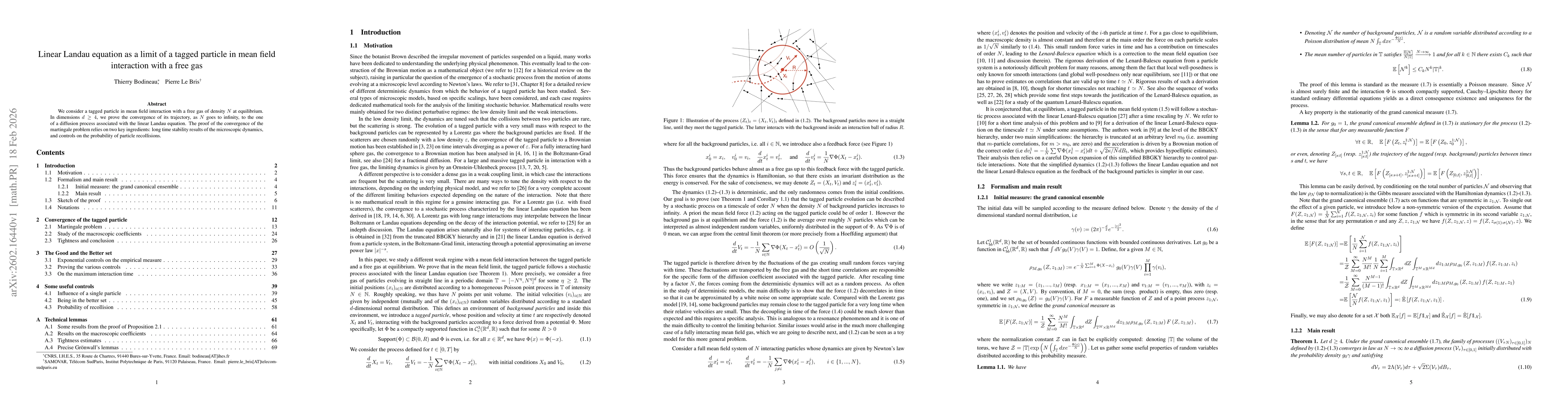 Thumbnail for Linear Landau equation as a limit of a tagged particle in mean field interaction with a free gas