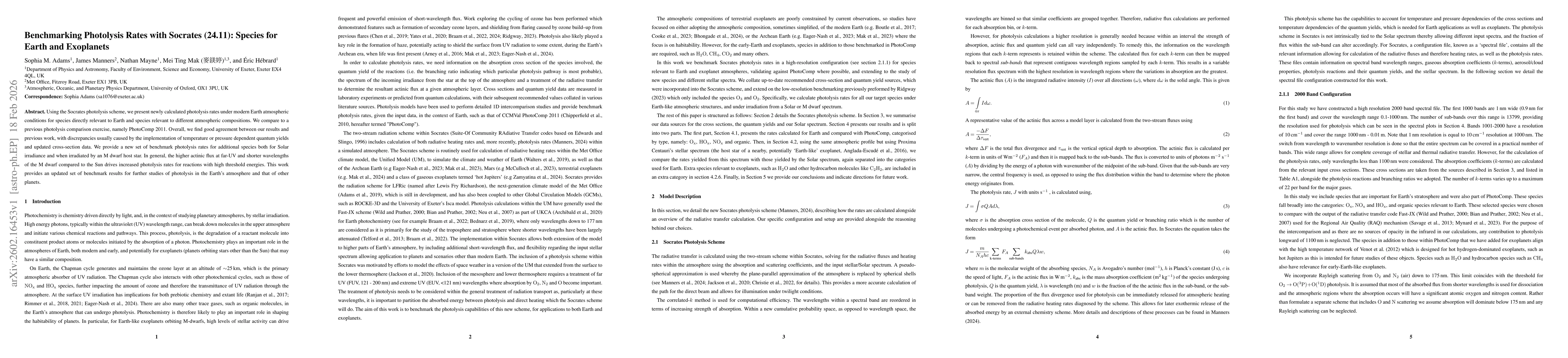 Thumbnail for Benchmarking Photolysis Rates with Socrates (24.11): Species for Earth and Exoplanets