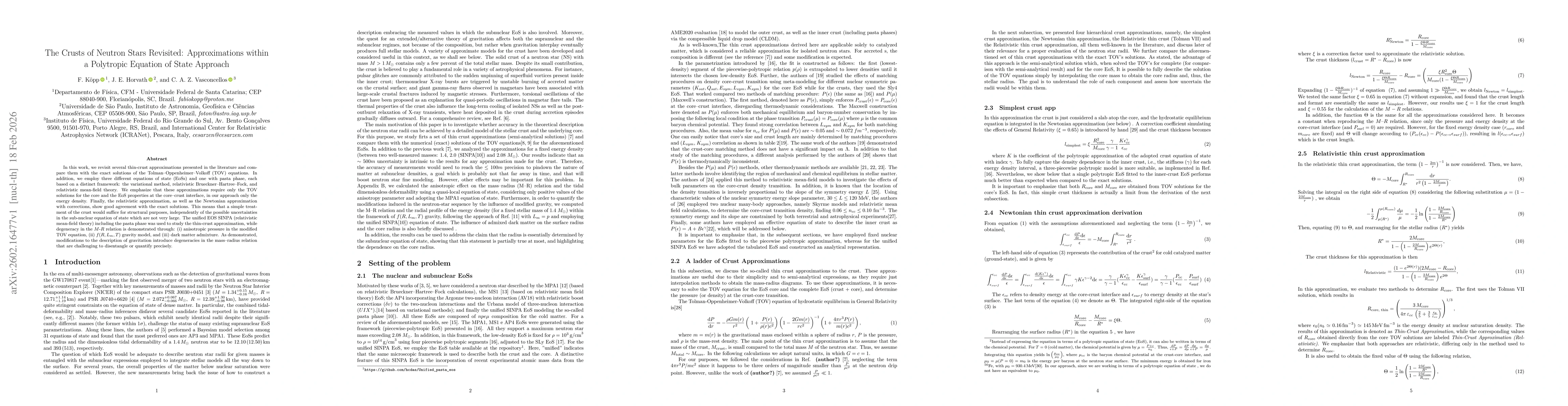 Thumbnail for The Crusts of Neutron Stars Revisited: Approximations within a Polytropic Equation of State Approach